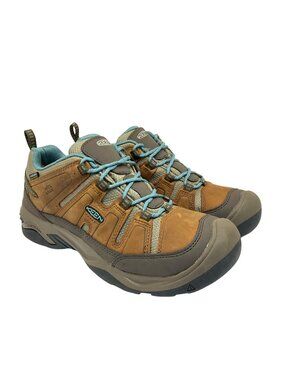 KEEN Women's Low-Cut Circadia WP Casual Hiking Shoes Brown/Turquoise Size 7.5M